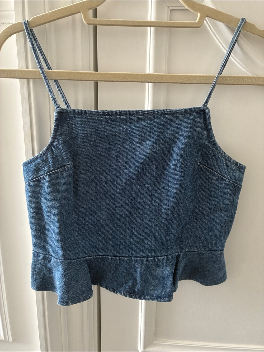 American Eagle Outfitters Denim Peplum Cami Tank Top - Blue